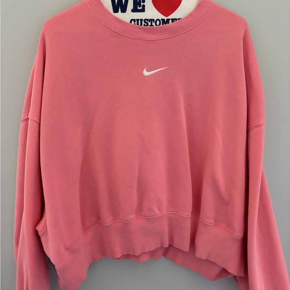 Nike Pink Oversized Cropped Hoodie